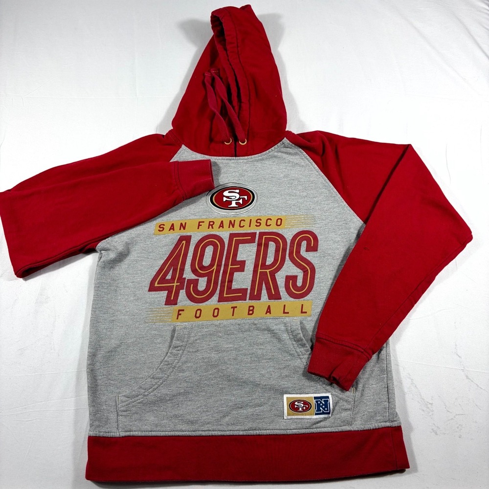NFL Team Apparel San Francisco 49ers Hoodie Mens Small Gray Red Football Sports